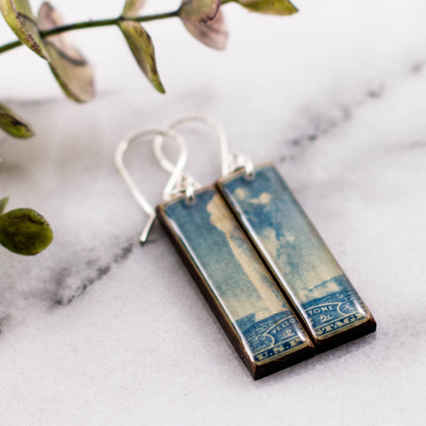 WYOMING - Yellowstone National Park Vintage Postage Stamp Earrings