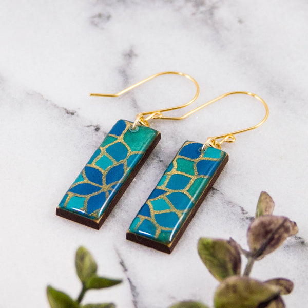 Turquoise Mosaic Rectangle Earrings