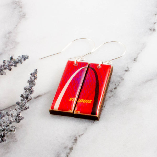 MISSOURI - Red St. Louis Arch Vintage Travel Poster Earrings
