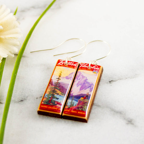 CANADA - Vintage British Columbia Travel Poster Earrings