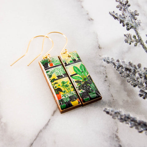 Plant Shop Window Retro Rectangle Earrings