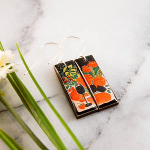 Al Fresco Vintage Wine Picnic Rectangle Earrings