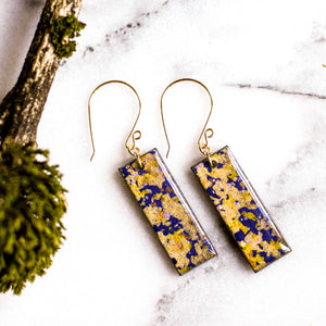 Violet and Gold Flake Japanese Paper Earrings