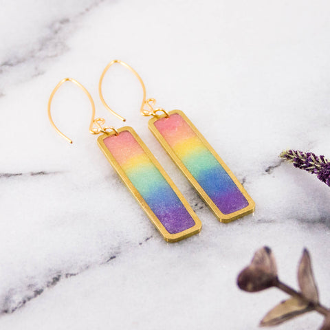 Petite Pastel Rainbow Rectangle Earrings