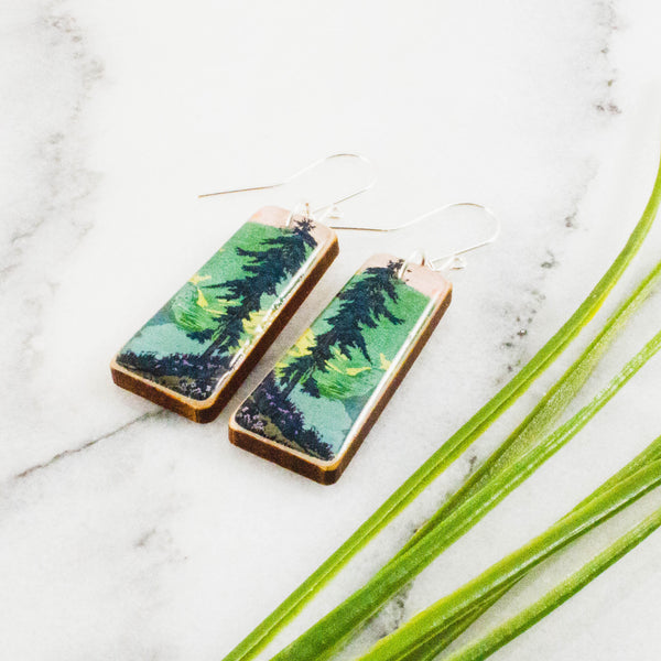 Pastel Forest Tapered Rectangle Earrings
