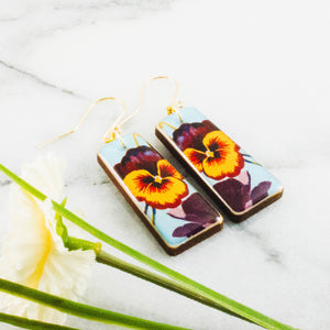 Pansy Matchbook Tapered Rectangle Earrings