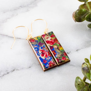 Baroque Floral Rectangle Earrings