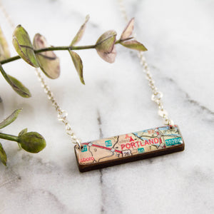 OREGON- Portland Vintage Roadmap Necklace