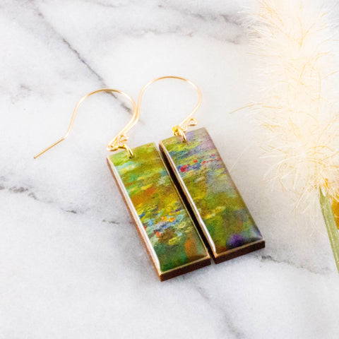 Monet Waterlily Rectangle Earrings