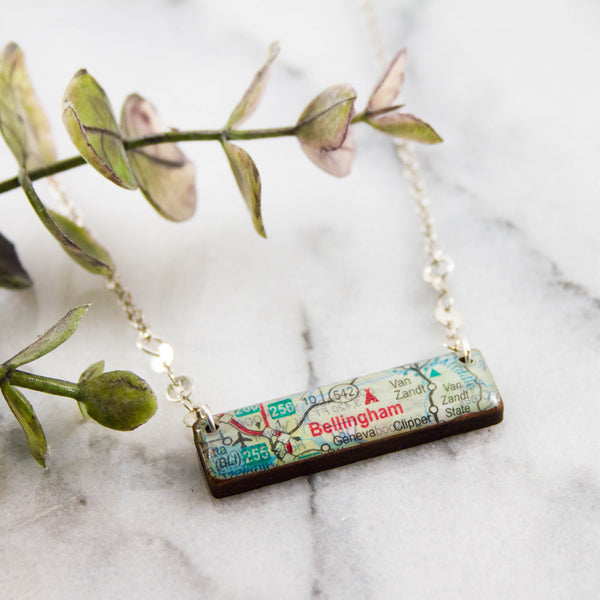 My Hometown Custom Vintage Map Necklace