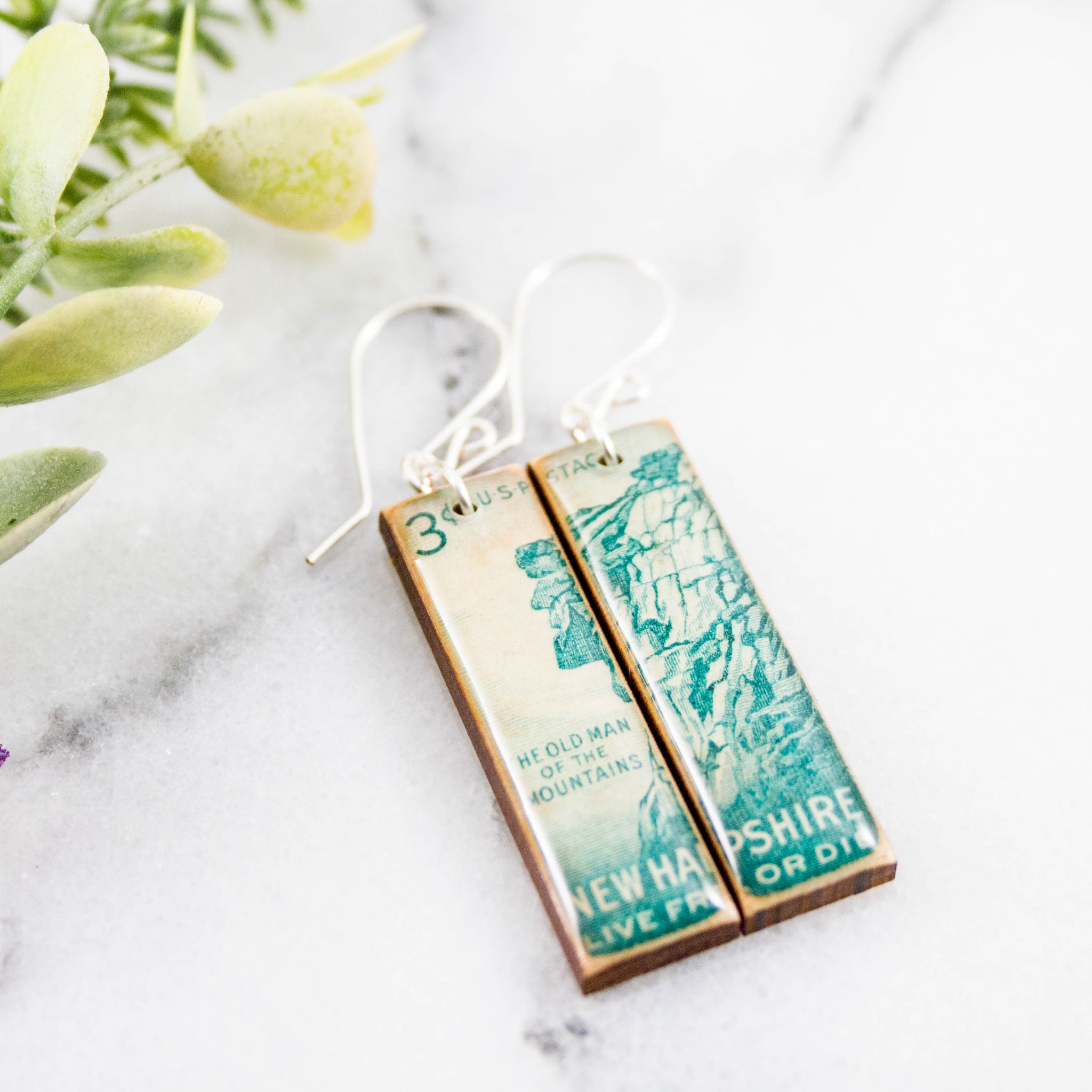 NEW HAMPSHIRE- Vintage Postage Stamp Earrings