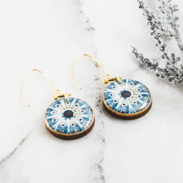 Turquoise Sea Urchin Circle Earrings