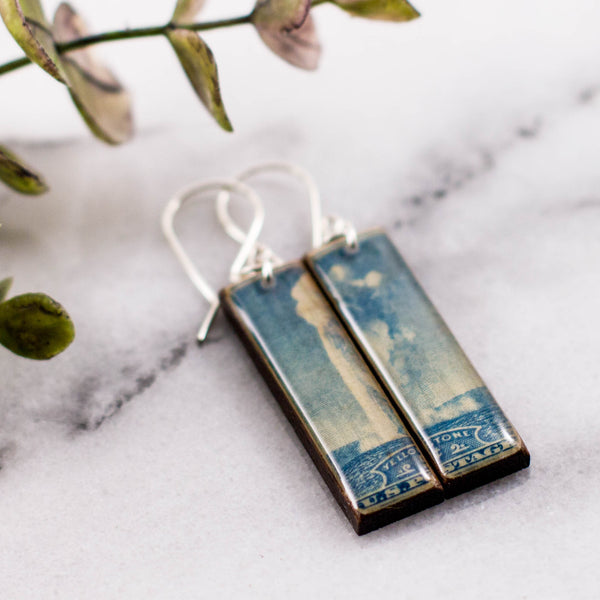 US- Yellowstone National Park Vintage Postage Stamp Earrings