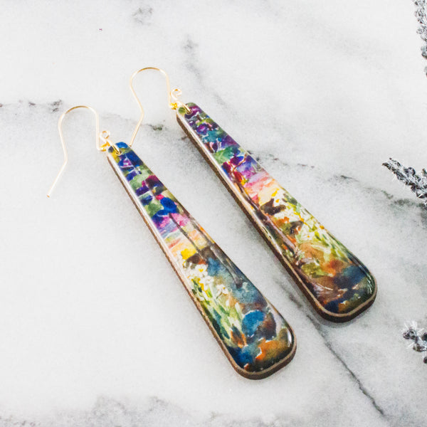 Painted Sunset Long Statement Earrings