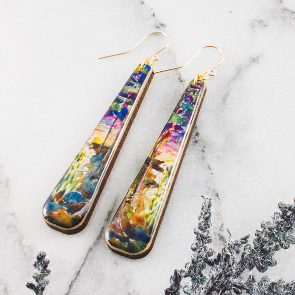 Painted Sunset Long Statement Earrings