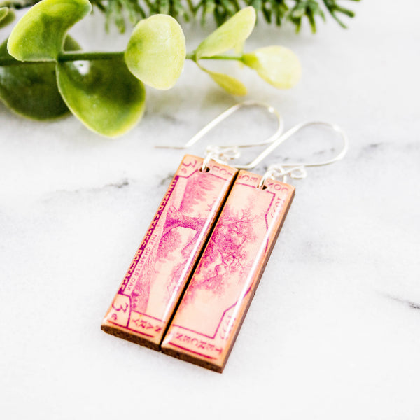 CONNECTICUT- Vintage Postage Stamp Earrings