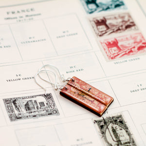 MOROCCO- Antique Postage Stamp Pink Earrings