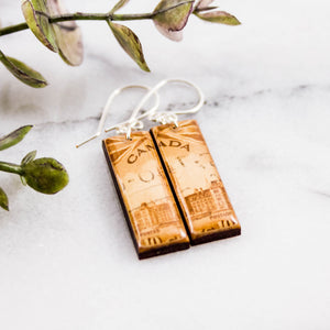 CANADA- Vintage Cityscape Postage Stamp Earrings
