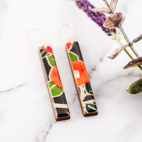 Black Poppy Bar Earrings