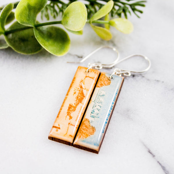 TUNISIA- Vintage Desert Postage Stamp Earrings