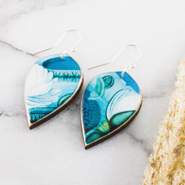 Turquoise Waterlily Leaf Earrings