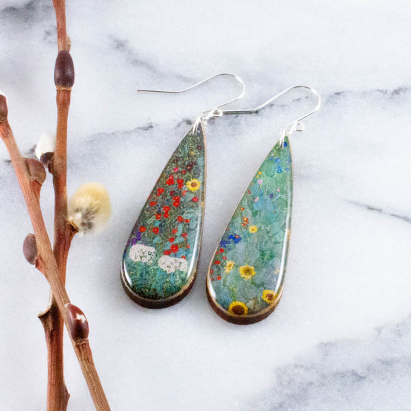 Teardrop Impressionist Garden Earrings