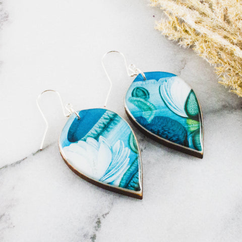 Turquoise Waterlily Leaf Earrings