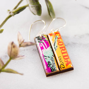 FLORIDA- Vintage Postage Stamp Earrings