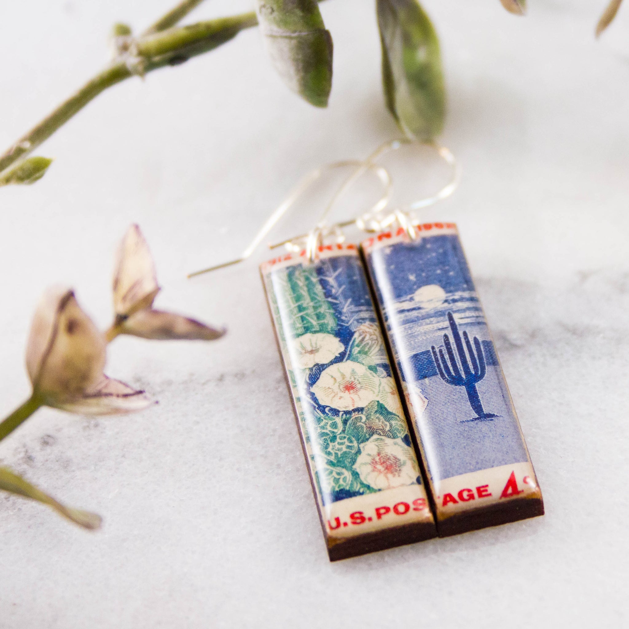 ARIZONA - Vintage Postage Stamp Earrings