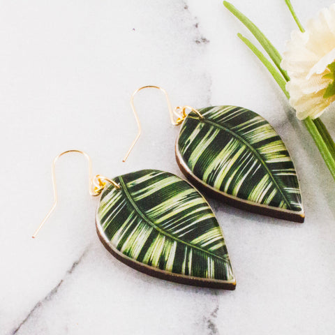 Large Banana Leaf Earrings