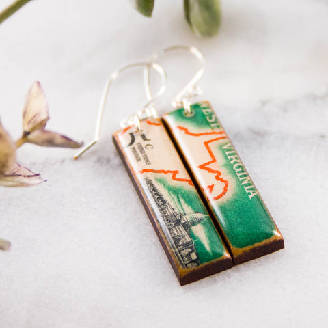 WEST VIRGINIA - Vintage Postage Stamp Earrings