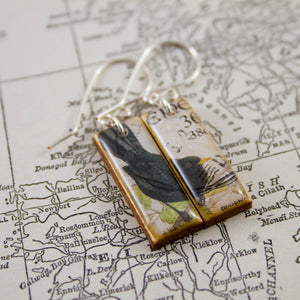 IRELAND - Vintage Blackbird Postage Stamp Earrings