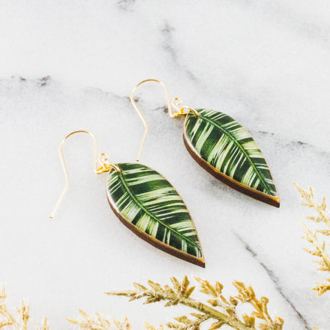 Medium Banana Leaf Earrings