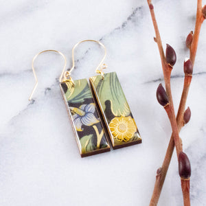 Bold Tropical Floral Rectangle Earrings