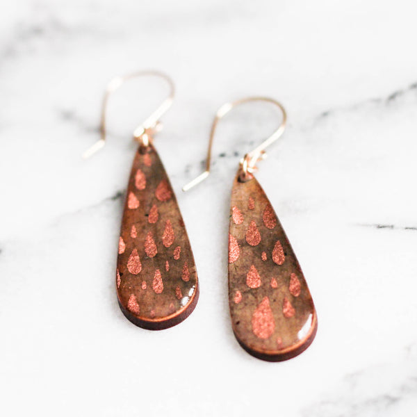 Copper Rain Teardrop Earrings