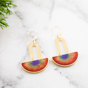 Double Rainbow Brass Earrings