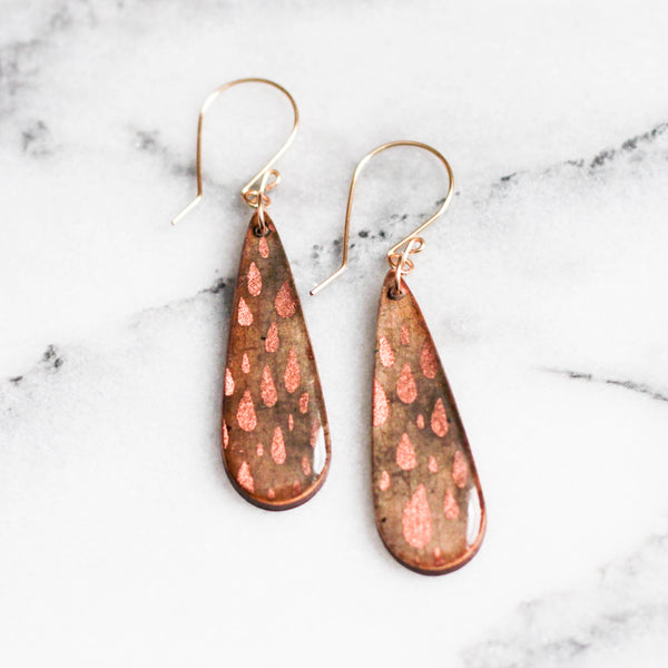 Copper Rain Teardrop Earrings