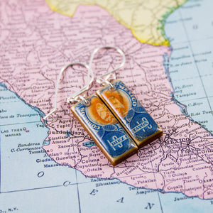 Antique Mexico Postage Stamp Earrings
