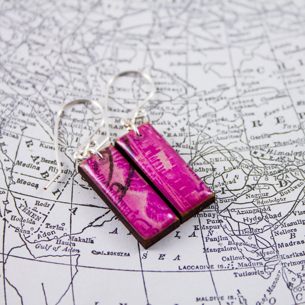Antique Pakistan Postage Stamp Earrings