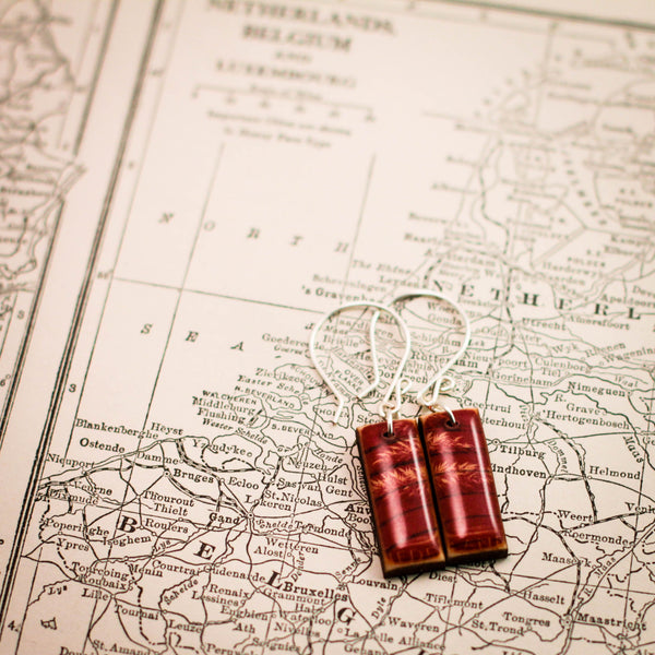 NETHERLANDS- Vintage Postage Stamp Red Wheat Earrings