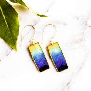 Lagoon Brass Rectangle Earrings - No Man's Land Artifacts