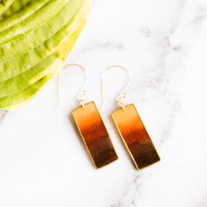 Autumn Honey Brass Rectangle Earrings - No Man's Land Artifacts